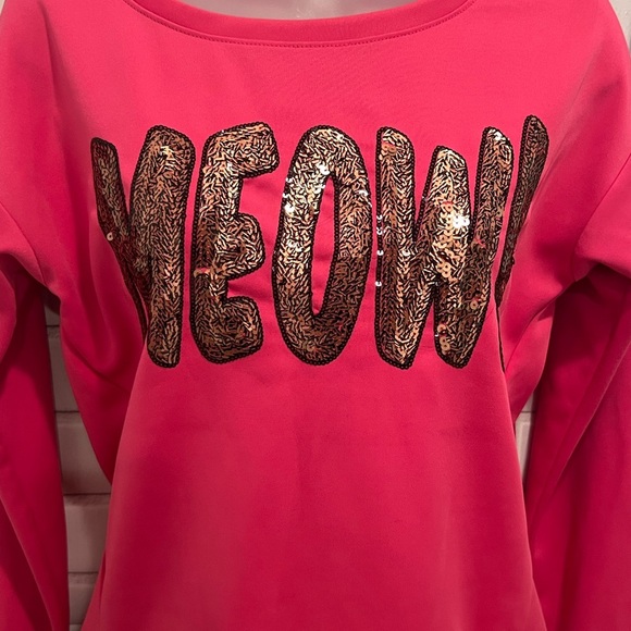 JUICY COUTURE women pink sequin long sleeve sweatshirt/size S - Picture 3 of 9